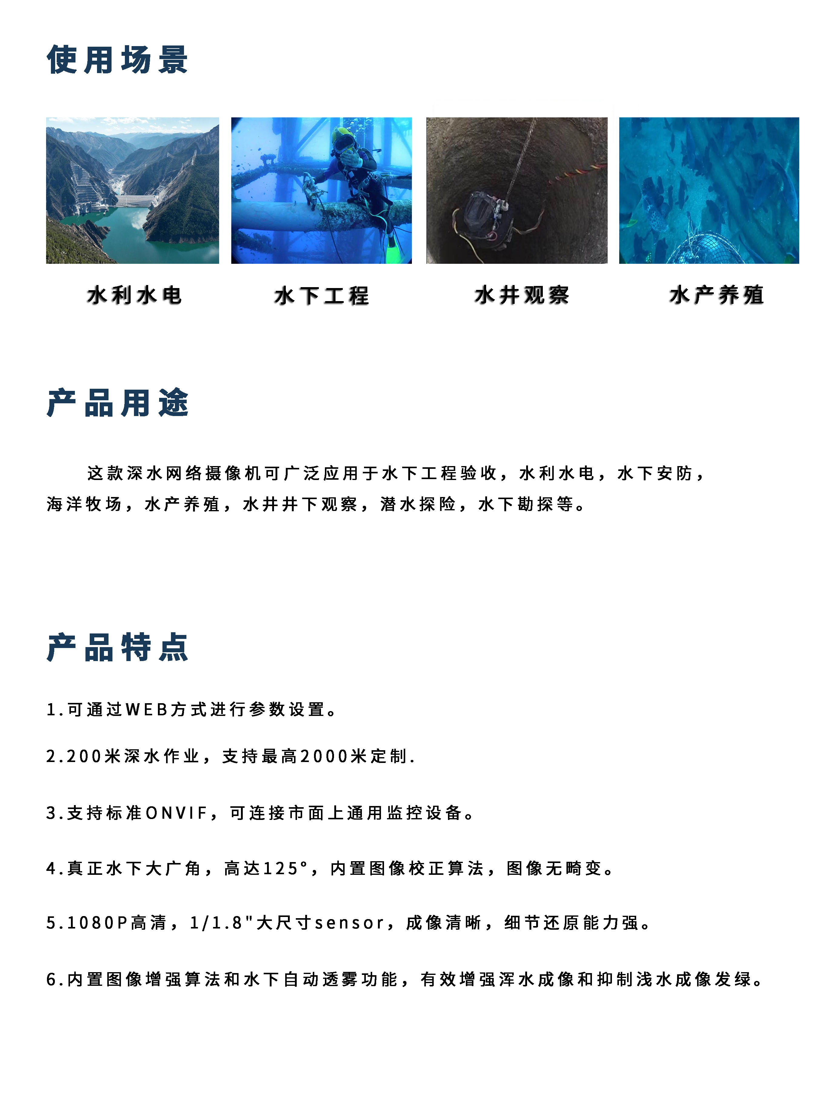 大广角无畸形深水摄像机详情1